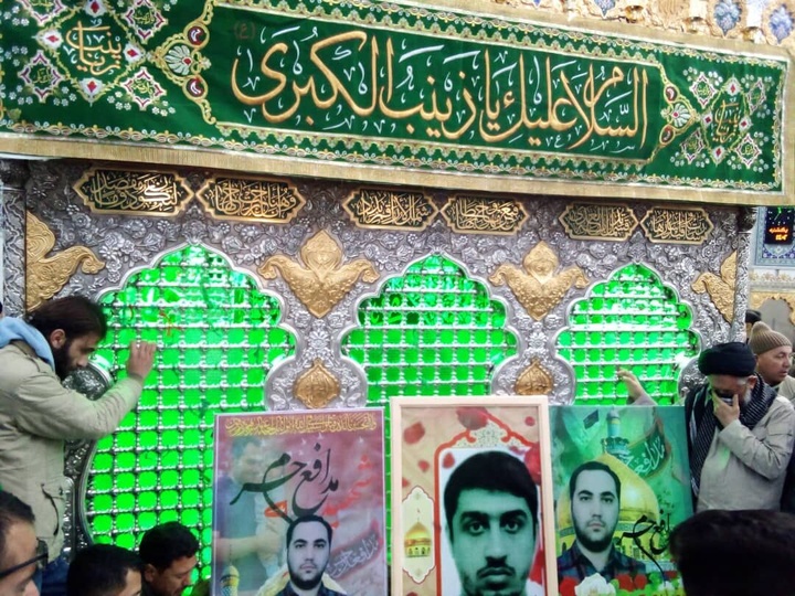 وداع با شهیدان مدافع حرم "میلاد حیدری" و "مقداد مهقانی" در حرم حضرت زینب(س) + فیلم