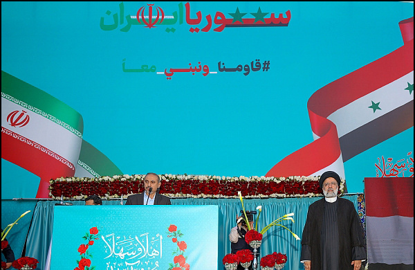 حضور و سخنرانی رئیس جمهور اسلامی ایران در حرم بانوی دمشق