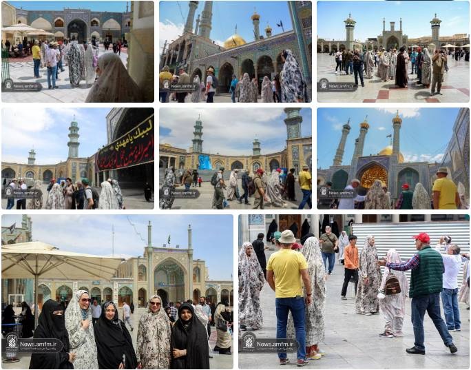 حضور گردشگران یونانی در حرم مطهر بانوی کرامت + تصاویر