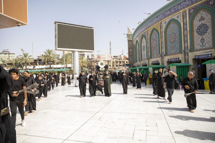 The condolence processions commemorate the martyrdom anniversary of Imam al-Jawad (peace be upon him) at the two holy shrines in Karbala