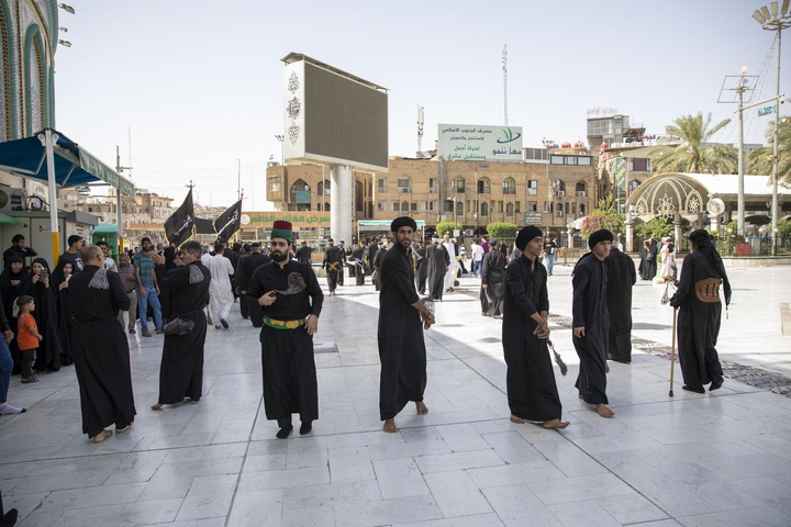 The condolence processions commemorate the martyrdom anniversary of Imam al-Jawad (peace be upon him) at the two holy shrines in Karbala