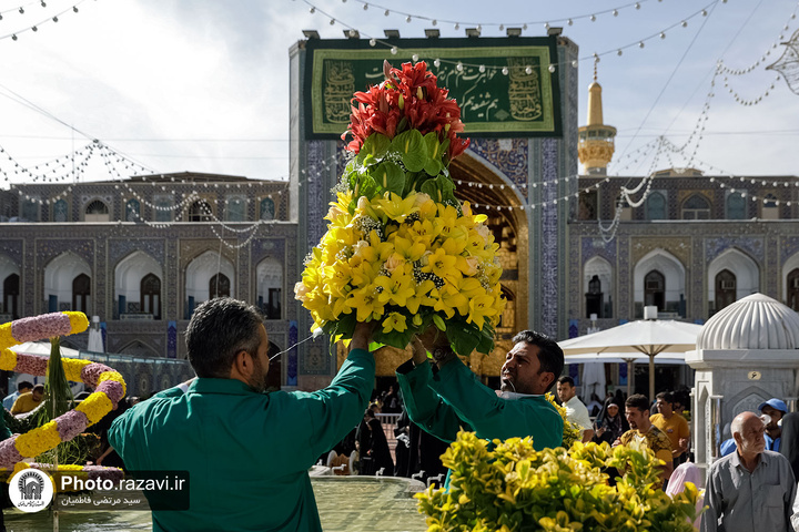 استقبال از عید غدیر با گل‌های اهدایی به حرم مطهر رضوی
