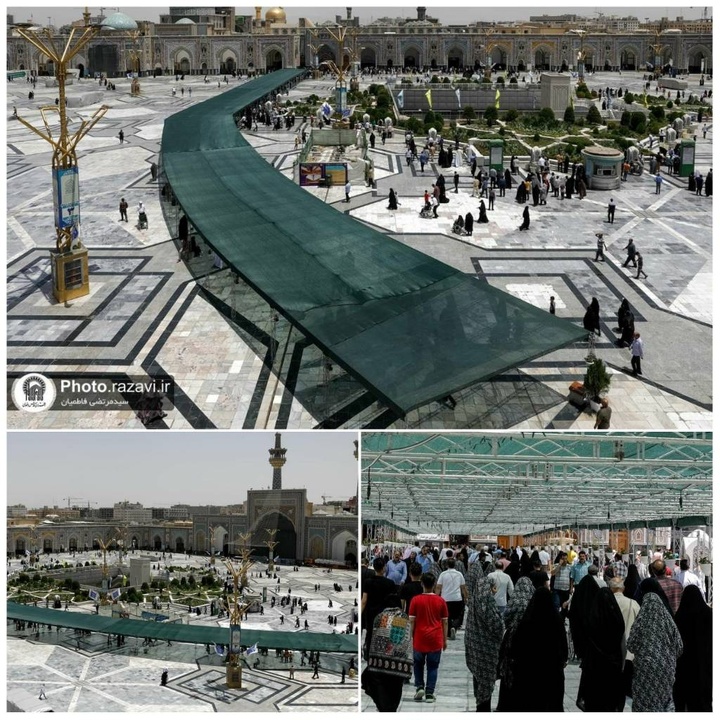 نصب سایه بان ویژه در صحن پیامبر اعظم(ص) حرم مطهر رضوی نصب سایه بان ویژه در صحن پیامبر اعظم(ص) حرم مطهر رضوی