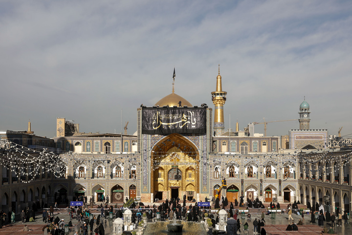 Imam Reza shrine black-clad for Fatimiyya