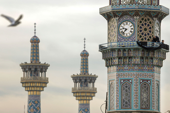 Imam Reza shrine black-clad for Fatimiyya
