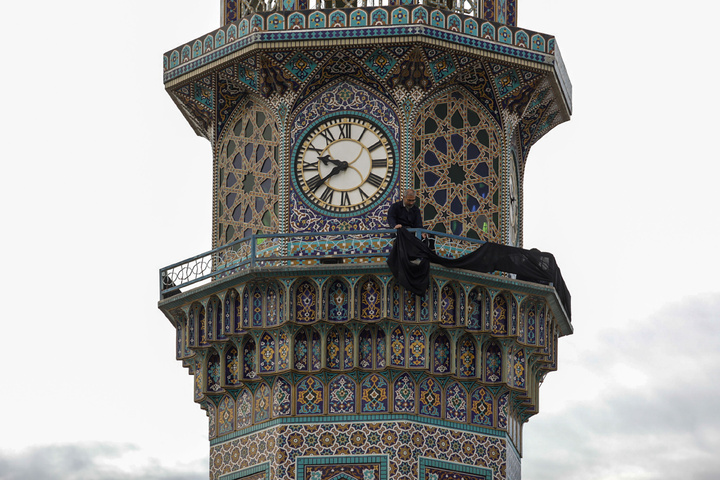 Imam Reza shrine black-clad for Fatimiyya
