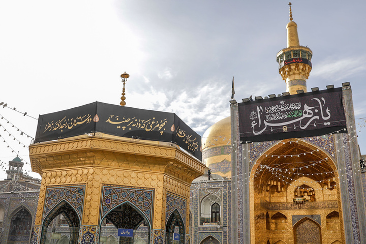 Imam Reza shrine black-clad for Fatimiyya
