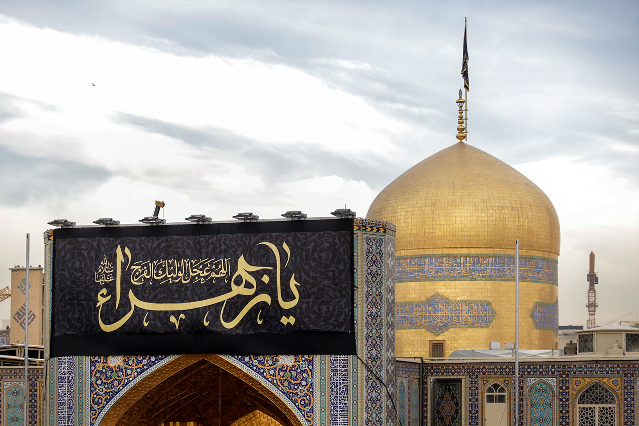 Imam Reza shrine black-clad for Fatimiyya