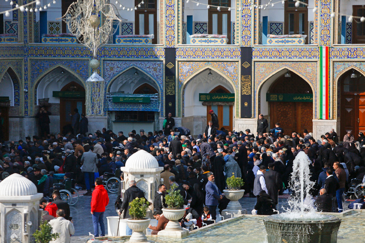 Imam Reza shrine, black-clad to mark Imam Musa Kazim’s martyrdom anniv.
