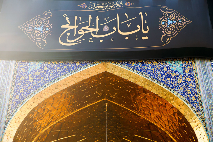 Imam Reza shrine, black-clad to mark Imam Musa Kazim’s martyrdom anniv.
