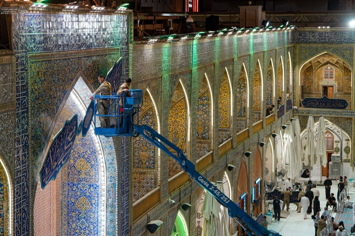 آماده سازی حرم مطهر علوی برای عید سعید غدیرخم