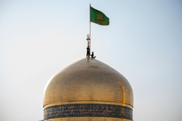 Mourning flag over holy shrine's dome