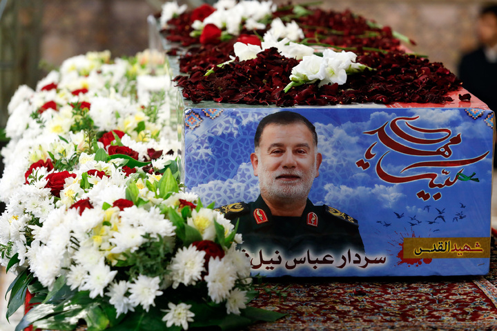 Ceremony to bid farewell to body of martyred General Nilforoushan underway in Imam Reza shrine