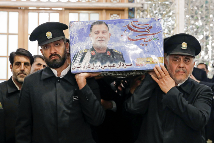 Ceremony to bid farewell to body of martyred General Nilforoushan underway in Imam Reza shrine