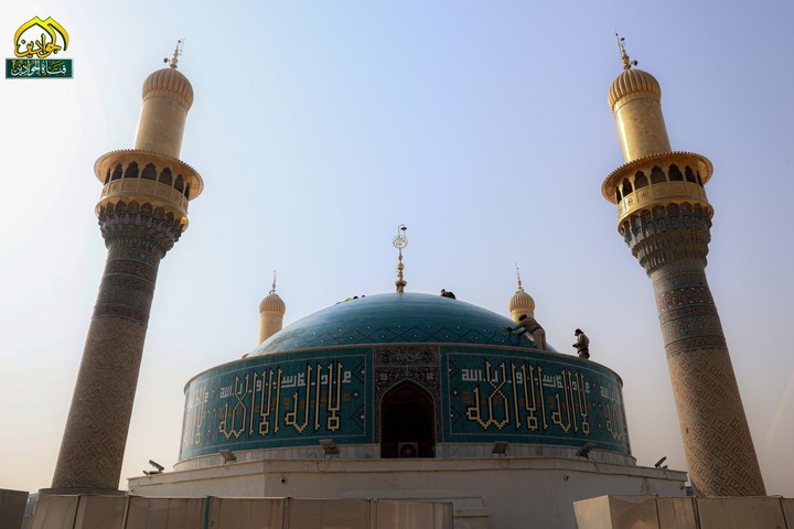 مرمت گنبد مسجد جامع حرم مطهر امامین جوادین(ع) در کاظمین