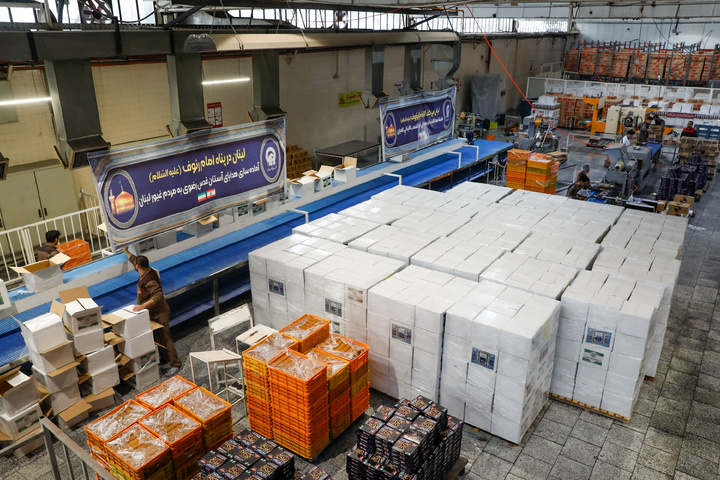 Thousands of aid packages prepared in Imam Reza shrine for Lebanon