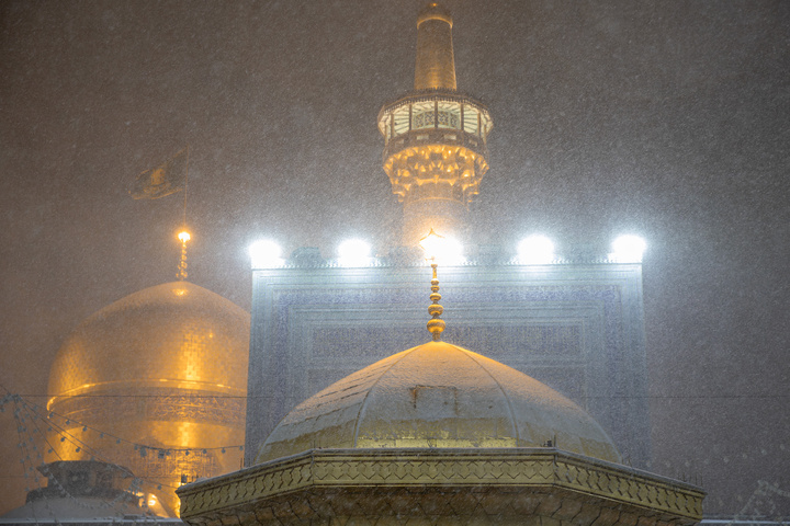 Autumn snow blankets Imam Reza shrine