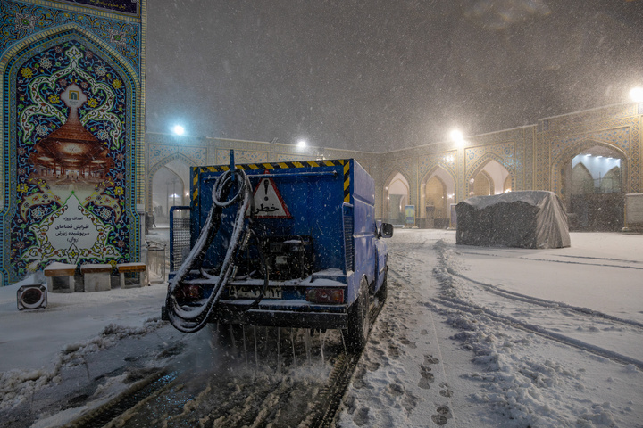 Autumn snow blankets Imam Reza shrine