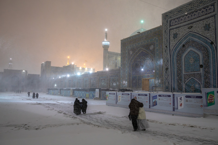 Autumn snow blankets Imam Reza shrine