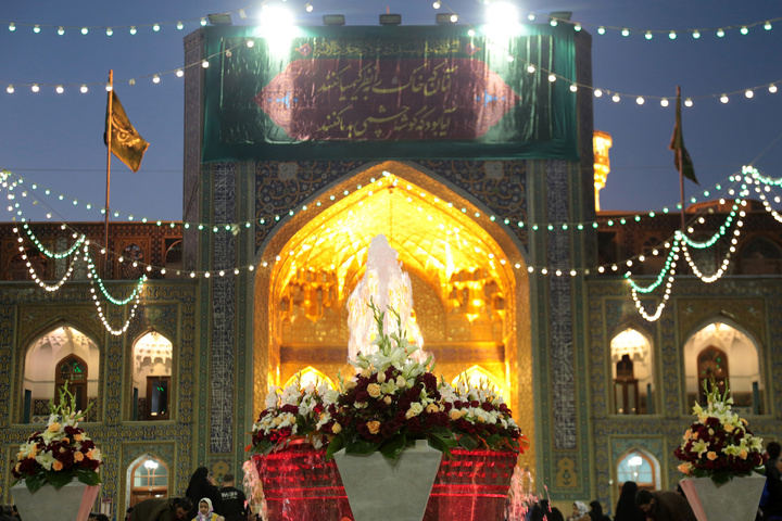 Imam Reza shrine illuminated on the birth anniversary of Imam Javad