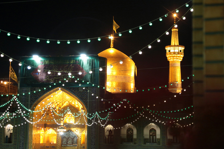 Imam Reza shrine illuminated on the birth anniversary of Imam Javad