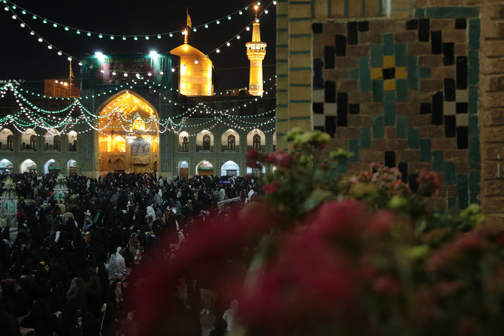 Imam Reza shrine illuminated on the birth anniversary of Imam Javad