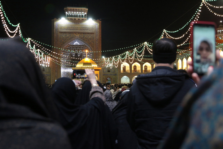 Imam Reza shrine illuminated on the birth anniversary of Imam Javad