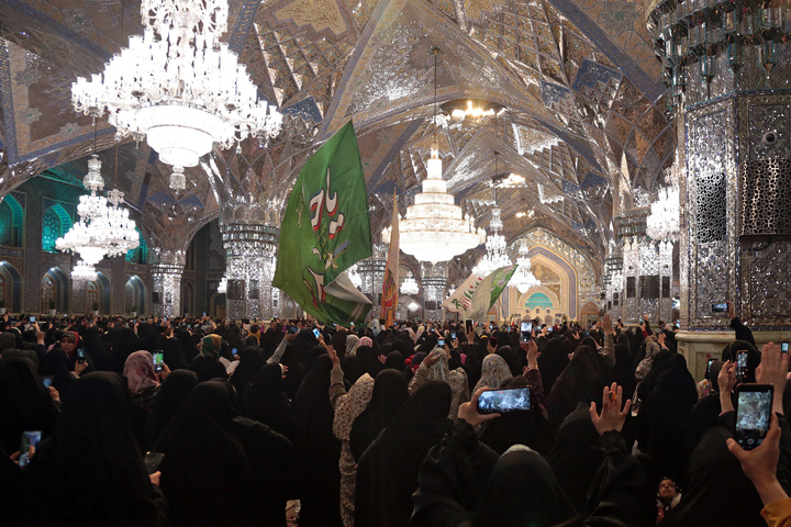 Imam Reza shrine illuminated on the birth anniversary of Imam Javad