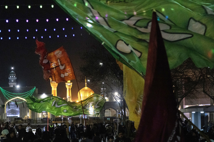 Imam Reza shrine illuminated on the birth anniversary of Imam Javad