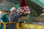 Imam Reza shrine adorned with flowers for Karamat Ten-Day Celebrations