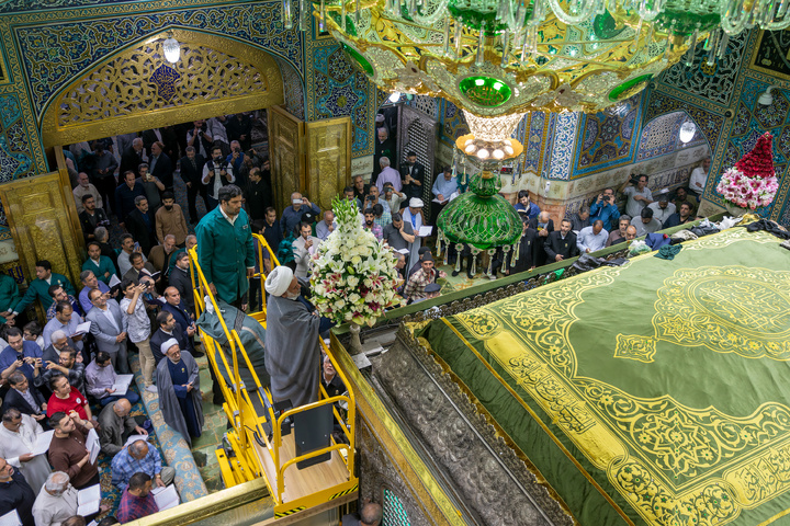Imam Reza shrine adorned with flowers for Karamat Ten-Day Celebrations