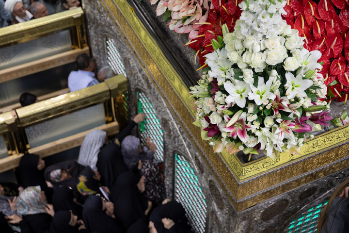 Imam Reza shrine adorned with flowers for Karamat Ten-Day Celebrations