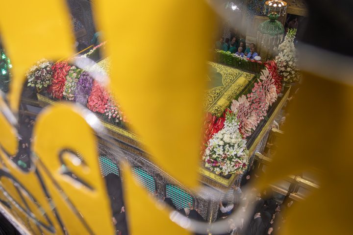 Imam Reza shrine adorned with flowers for Karamat Ten-Day Celebrations