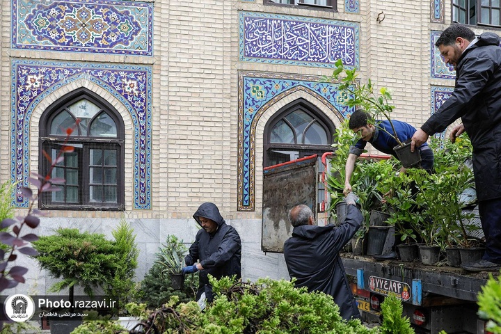 Donated flower caravan arrives at Imam Reza Shrine