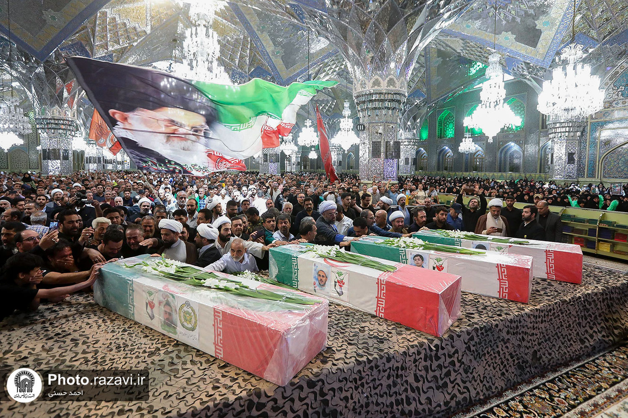Thousands gather at Imam Reza shrine to bid farewell to martyrs of Zionist aggression