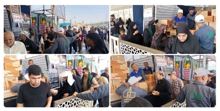 ألفي زائر أربعيني یتنعمون بالهدایا المُقدمة من موكب ميقات الرضا (ع) في الكاظمية ألفي زائر أربعيني یتنعمون بالهدایا المُقدمة من موكب ميقات الرضا (ع) في الكاظمية