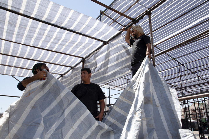 Preparations underway for service tents in Mashhad during final days of Safar 