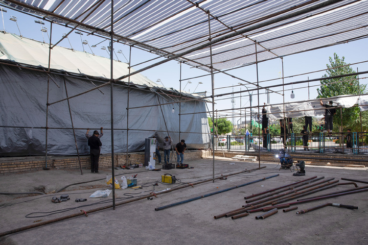 Preparations underway for service tents in Mashhad during final days of Safar 