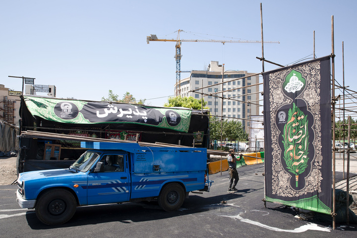 Preparations underway for service tents in Mashhad during final days of Safar 