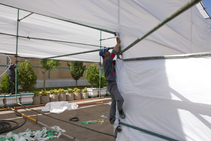 Preparations underway for service tents in Mashhad during final days of Safar 