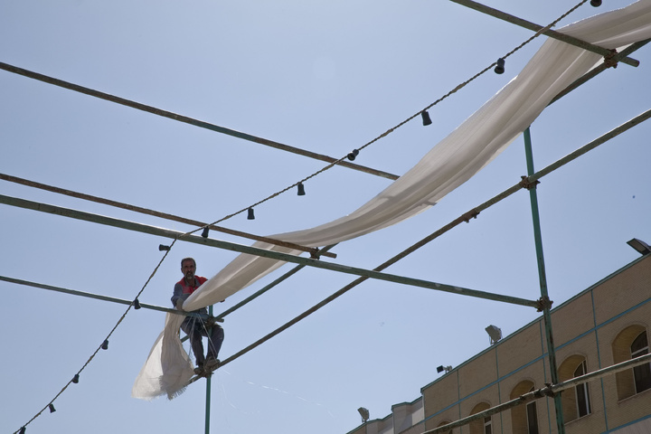Preparations underway for service tents in Mashhad during final days of Safar 