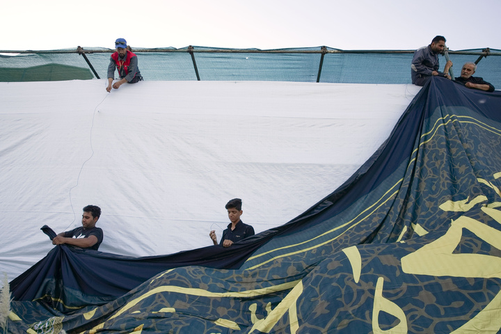 Preparations underway for service tents in Mashhad during final days of Safar 