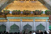گل آرایی ضریح مطهر امامین عسکریین(ع) به مناسبت ولادت رسول اکرم(ص)