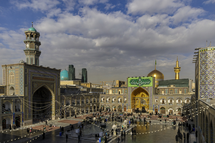 Imam Reza shrine adorned with Mahdavi banners
