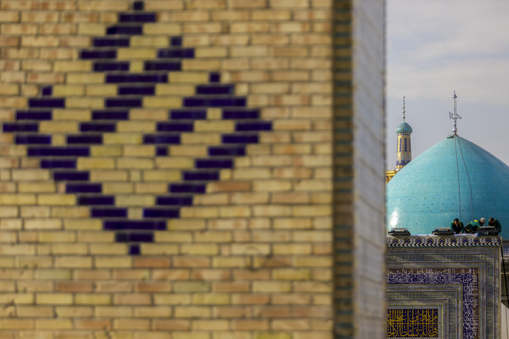 Imam Reza shrine adorned with Mahdavi banners
