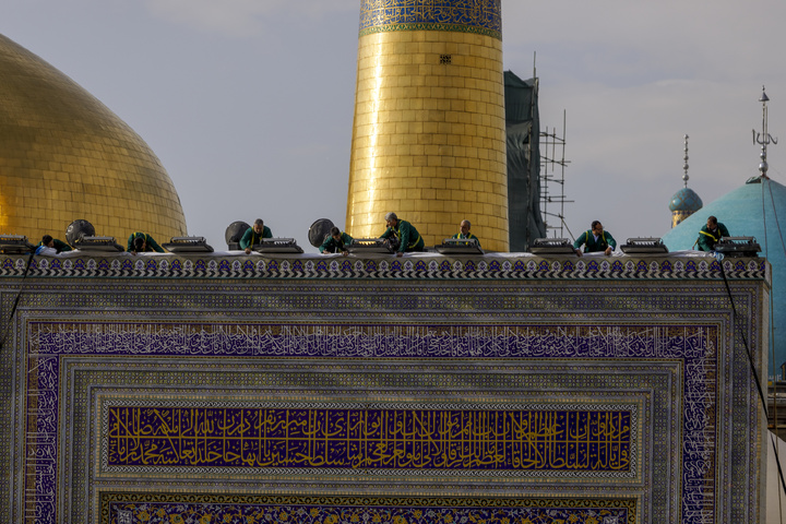 Imam Reza shrine adorned with Mahdavi banners
