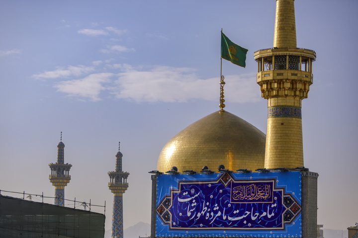 Imam Reza shrine adorned with Mahdavi banners
