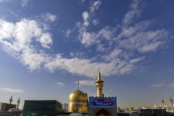 Imam Reza shrine adorned with Mahdavi banners

