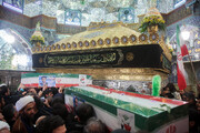 تشییع ۱۶ شهید جنگ رمضان در حرم مطهر حضرت معصومه(س)
