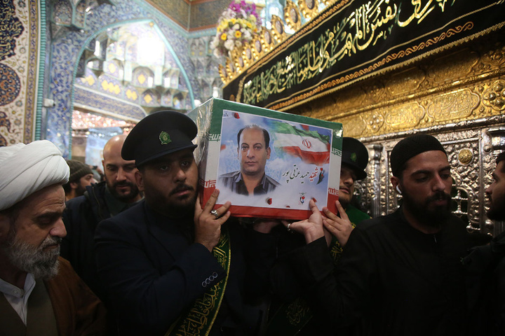 وداع با پیکر شهدای اخیر حملات آمریکایی صهیونی به قم در حرم بانوی کرامت